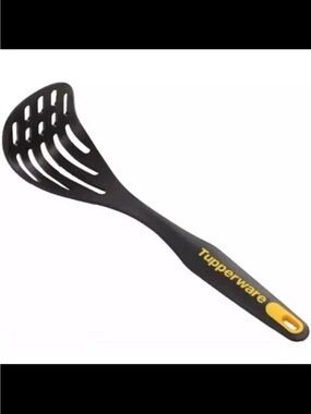 Tupperware Black Nylon Slotted Masher - Black and Yellow